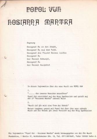 promosheet Hosianna Mantra